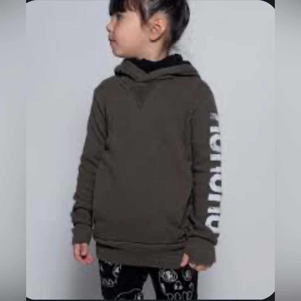 nununu olive green Hoodie with White Print